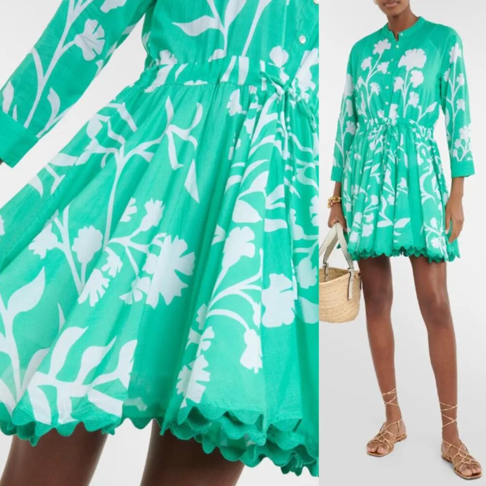 Juliet Dunn Green and White Floral Mini Dress - Picture 2 of 11